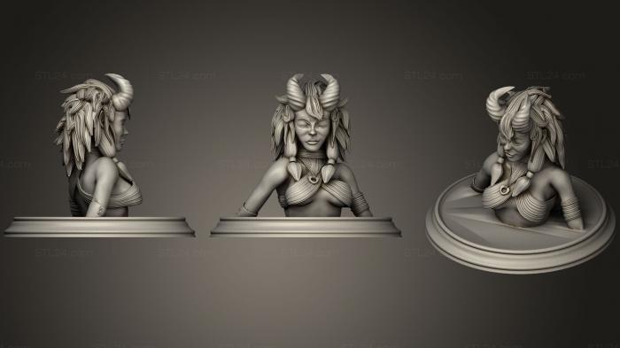 Статуэтки упрощенные (Бюст Девушки-демона, STKPR_0344) 3D модель для ЧПУ станка